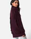 Neve Oversize Jumper Dress in Chenille Plum