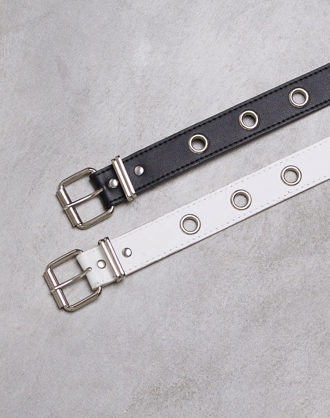 Image of Single Eyelet Grommet Belt in PU Leather Black