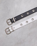 Single Eyelet Grommet Belt in PU Leather White