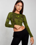 Image of Bonnie Long Sleeve Top in Optic Polka Green