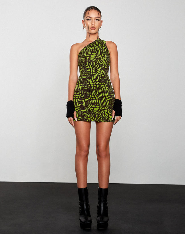 Image of Nelvia Bodycon Dress in Optic Polka Green