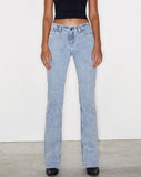 image of Frayed Low Rise Jeans in Light Wash Blue