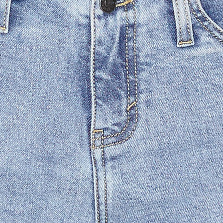 Frayed Low Rise Jeans in Light Wash Blue