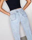 image of Frayed Low Rise Jeans in Light Wash Blue