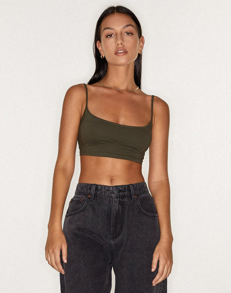 MOTEL X JACQUIE Shae Bandeau Top in Olive