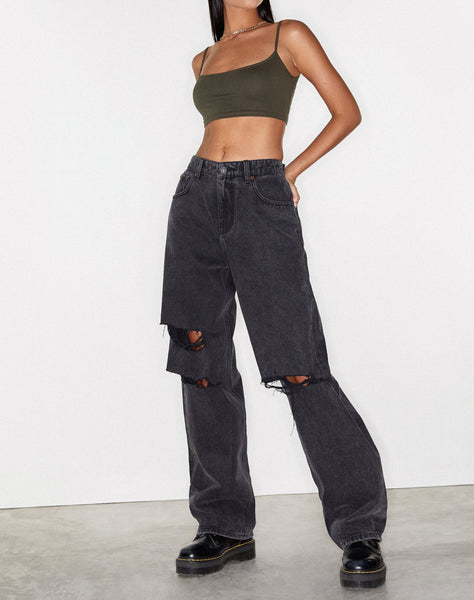 Image of Rips Parallel Jeans in Black Wash