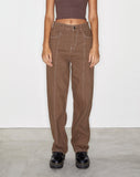 Image of Seam Parallel Jeans in Rich Brown