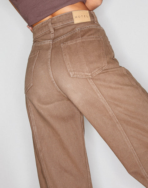 Image of Seam Parallel Jeans in Rich Brown