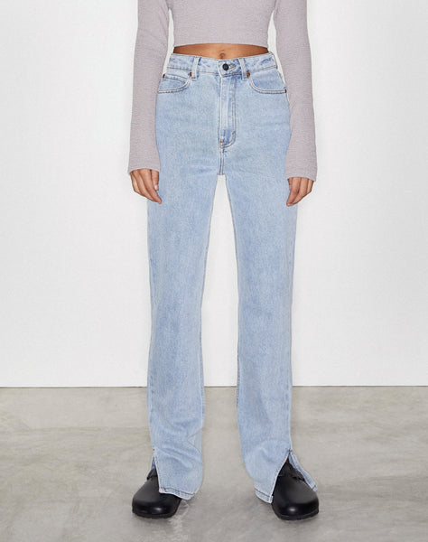 Image of Straight Leg Jeans in Light Wash Blue