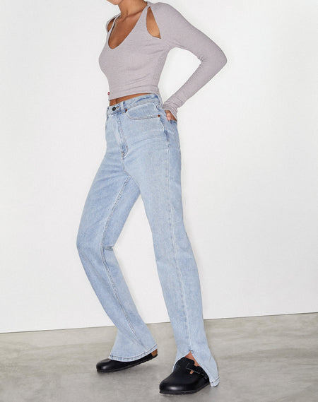 Low Rise Parallel Jeans in Light Wash Blue