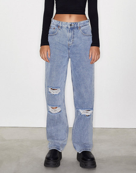 Bum Rips Parallel Jean in Tonal Light Wash