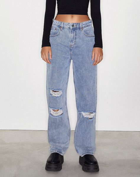 image of Rips Parallel Jean in Light Wash