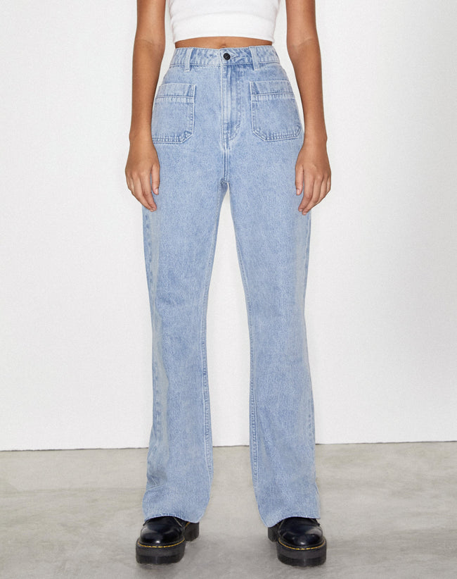 Image of Retro Pocket Flare Jeans in Super Light Wash