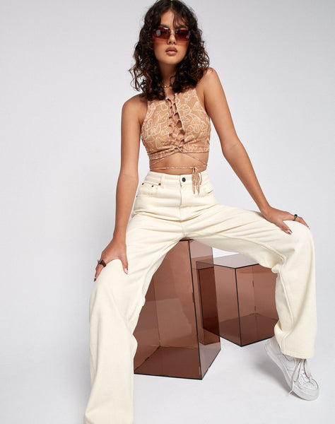 Image of Bima Crop Top in Tan Mushroom