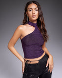 Image of Siau Crop Top in Slinky Glitter Dark Purple