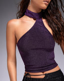 Image of Siau Crop Top in Slinky Glitter Dark Purple