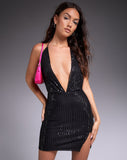 Image of Berno Bodycon Dress in Drape Sequin Black