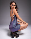 Image of Bexley Mini Dress in Holographic Purple