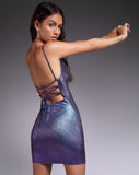 Image of Bexley Mini Dress in Holographic Purple