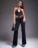 Image of Tarava Trouser in Crepe Black Hotfix Diamante