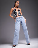 Image of Runita Top in Checkerboard Sequin Black and Silver