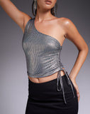 Image of Rutika Crop Top in Holographic Silver