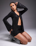 Image of Pulo Cardi in Drape Sequin Black