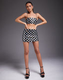 Image of Sazip Mini Skirt in Checkerboard Sequin Black and Silver