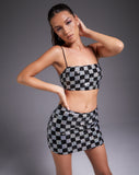 Image of Sazip Mini Skirt in Checkerboard Sequin Black and Silver