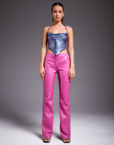 Ketia Crop Top in Holographic Purple