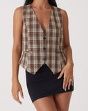 Image of Motel X Olivia Neill Vistana Vest in Check Tan Brown