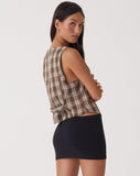 Image of Motel X Olivia Neill Vistana Vest in Check Tan Brown