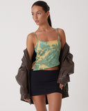 Image of MOTEL X OLIVIA NEILL Asteria Crop Top in Collage Floral Shadow Green