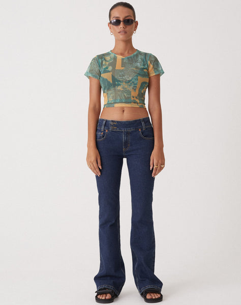 image of Motel x Olivia Neill Zora Top in Collage Floral Shadow Green