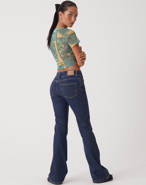 image of MOTEL X OLIVIA NEILL Low Rise Bootleg Jeans in Dark Vintage Wash