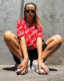 Oversize Basic Tee in Red Don’t Care Full Print