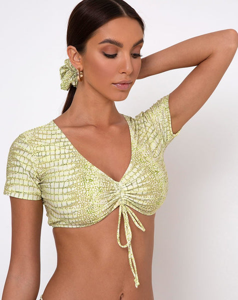 Nachi Bikini Top in Croc Green