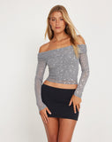 image of Nagini Bardot Top in Mesh Glitter Dot Frost Gray