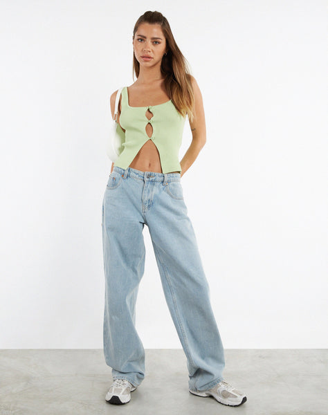 image of Low Rise Parallel Jeans in Light Wash Blue