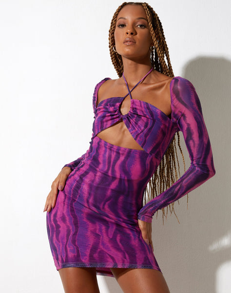 image of  Naisa Mini Dress in Tropical Rave Pink