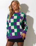 image of Namari Jumper in Check Green Purple