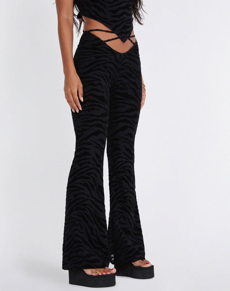 image of Nancha Flare Trouser in Zebra Flock Black