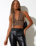 image of Nanda Crop Top in Chain Tangle Dark Brown