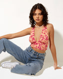 Image of Nanda Crop Top in Dark Wild Flower Cantaloupe