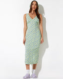 image of Lisheva Midi Dress in Lime Floral