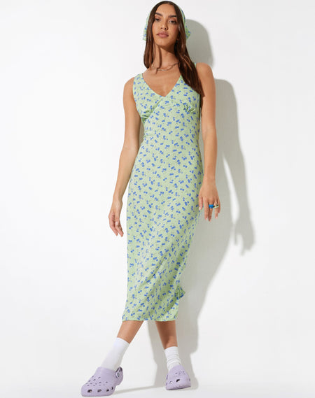 Lona Midi Dress in Paisley Fun Green