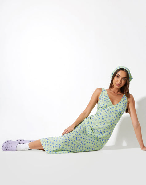 image of Lisheva Midi Dress in Lime Floral