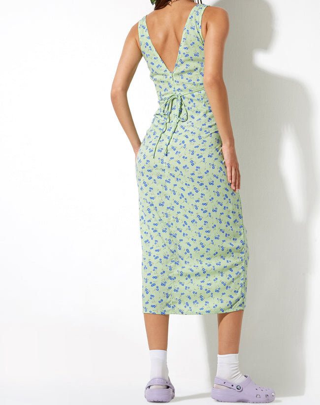 image of Lisheva Midi Dress in Lime Floral