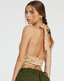 image of Nanda Crop Top in Picnic Print Brown