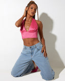 image of Nanda Crop Top in Satin Pink